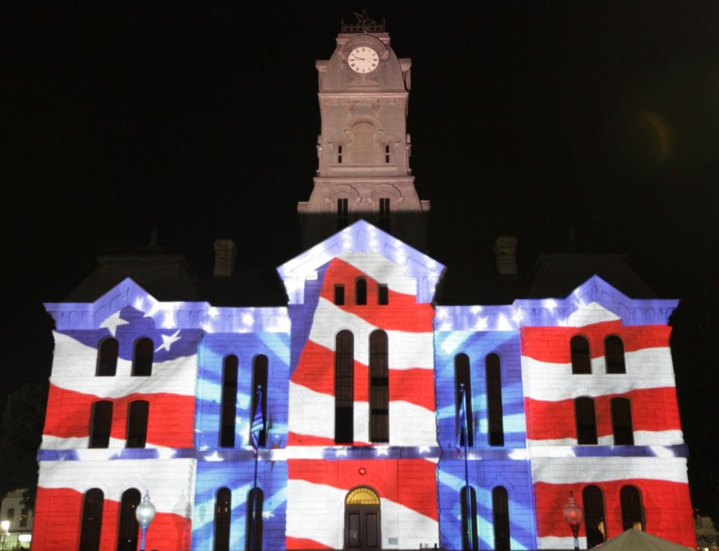 Projection mapping on a building facade by Showtech Production in Dallas, TX